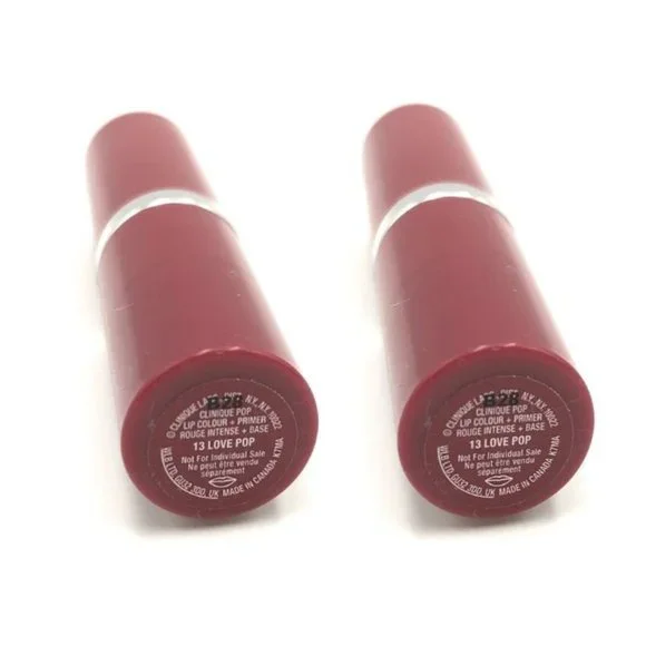 CLINIQUE 3-Pc Gift Set – 2 Love Pop #13 Lipsticks + Cheetah Print Cosmetic Bag - Picture 4 of 14